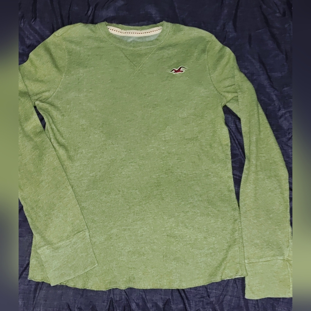 Hollister Men's Light Green Crewneck Sweater